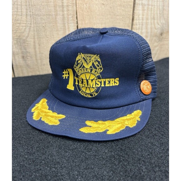 Vintage 80's Scrambled Eggs Teamsters Local 75 Green Bay Snapback Hat/Cap Blue - Picture 8 of 12